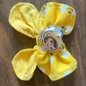 Bright Yellow Hair Bow with Floral Patterns and Floppy Design